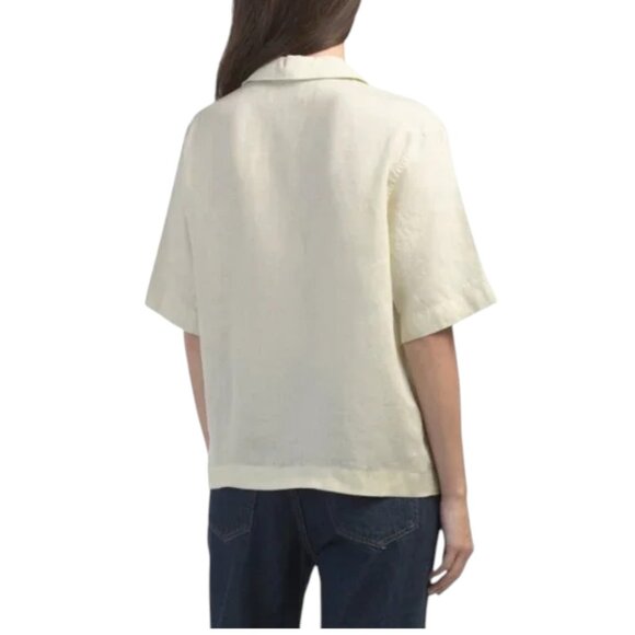THEORY ALOE Linen Boxy Polo Top - Picture 2 of 2